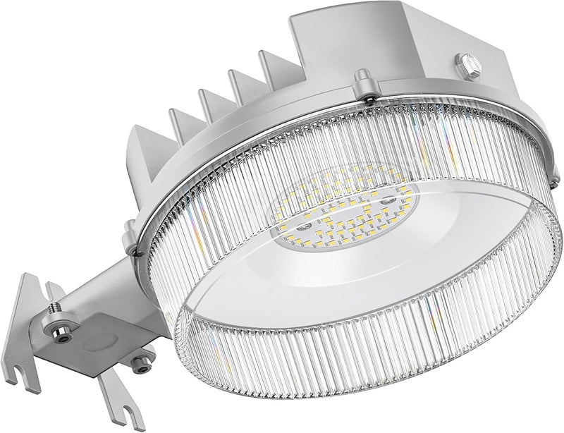 CINOTON LED Barn Light, Dusk to Dawn Outdoor Lighting, 42W 4950LM 5000K Daylight, Exterior Security Flood Light with Photocell, UL Listed, IP65 Waterproof Outside Area Fixture for Yard, Silver 1 Pack - Image 1